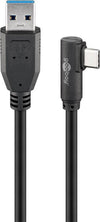 Cavo USB3.0 USB-C&trade M 90° a USB tipo A M 1,5m Nero