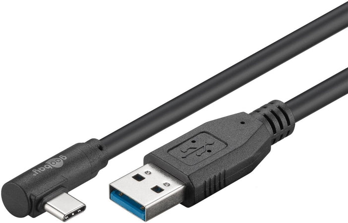 Cavo USB3.0 USB-C&trade M 90&deg a USB tipo A M 1,5m Nero