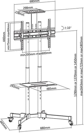 Trolley da Pavimento con Mensola per TV LCD/LED/Plasma 37-70''