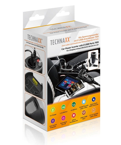 Power Inverter con 2 porte USB, TE-13