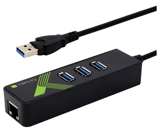 Adattatore Convertitore USB3.0 Ethernet Gigabit con Hub 3 porte