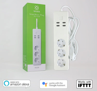 Multipresa Intelligente 3 Prese Schuko 4 USB Controllo Vocale, R4028