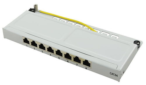 Mini Panello Patch Cat.6A, schermato, 0,5U, 8 Porte, Grigio