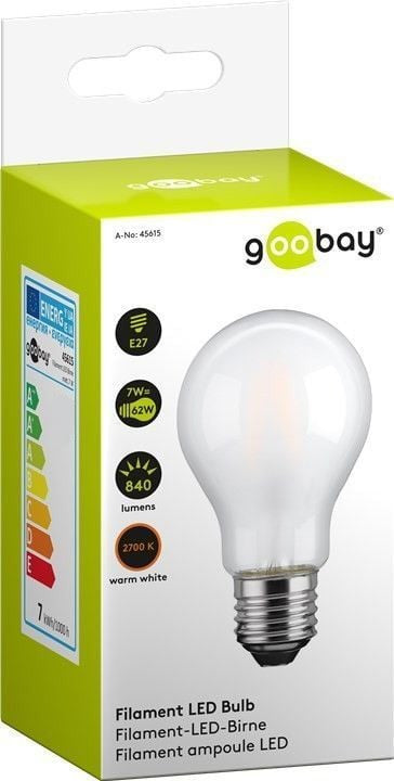 Lampadina LED E27 Bianco Caldo Satinato 7W con filamento Classe E