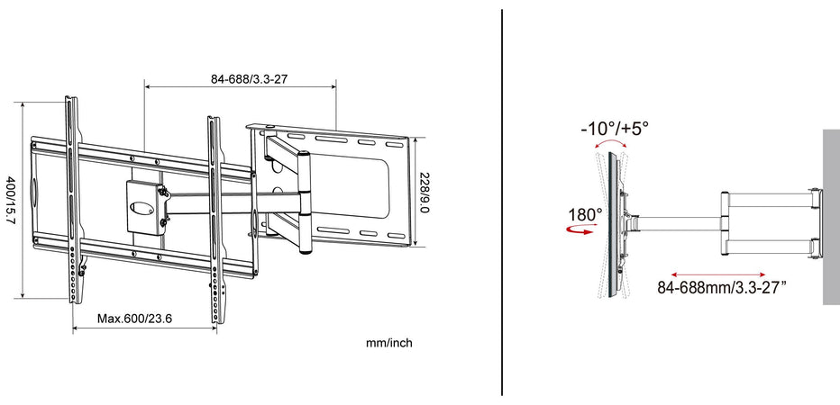 Supporto a Muro Slim per TV LED LCD 32-70'' Nero