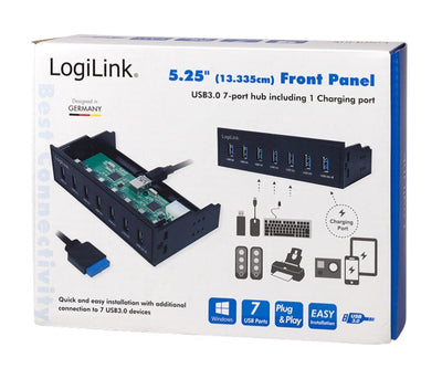 Hub USB Interno 5,25'' 7 porte USB 3.0 con Ricarica Veloce