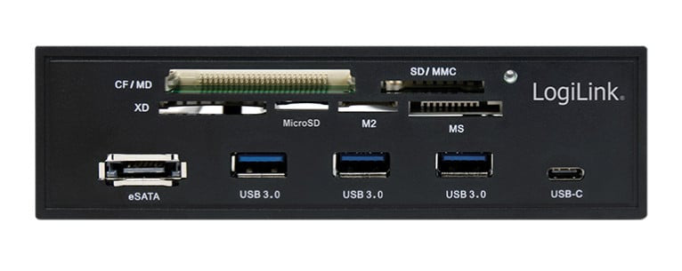 Pannello Frontale 5,25'' Multifunzione con Lettore di Memorie 6 vie