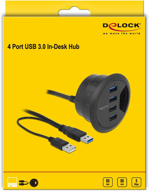 Hub USB 3.0 4 porte In-Desk Diametro 6 e 8 cm
