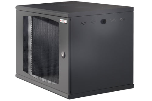 Armadio Rack 19'' a muro 10U sezione unica P 600mm Porta Grigliata Nero