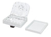 Scatola di connessione indoor FTTH per 4 fibre, 4 adattatori, per guida DIN