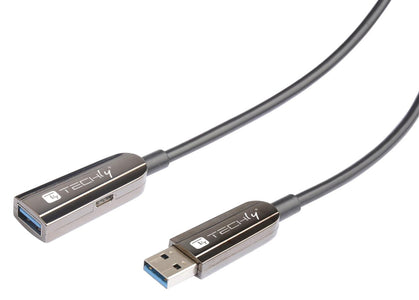 Cavo Ottico Attivo USB 3.0 SuperSpeed Active Optical Cable USB A M/F 30m Nero