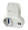 Adattatore Presa bipasso/Schuko 2 USB 1A con porta telefono