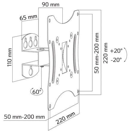 Supporto a Muro Inclinabile per TV 17-42'' Nero