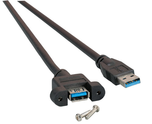 Cavo Prolunga USB 3.2 SuperSpeed A/A M/F da Pannello 1m Nero