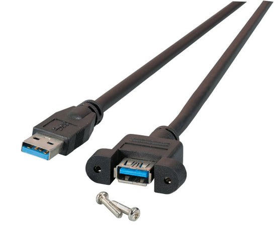 Cavo Prolunga USB 3.2 SuperSpeed A/A M/F da Pannello 1m Nero