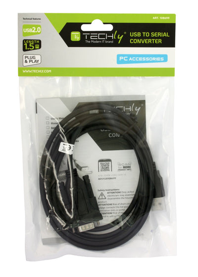 Convertitore Adattatore Techly da USB 2.0 a Seriale Nero
