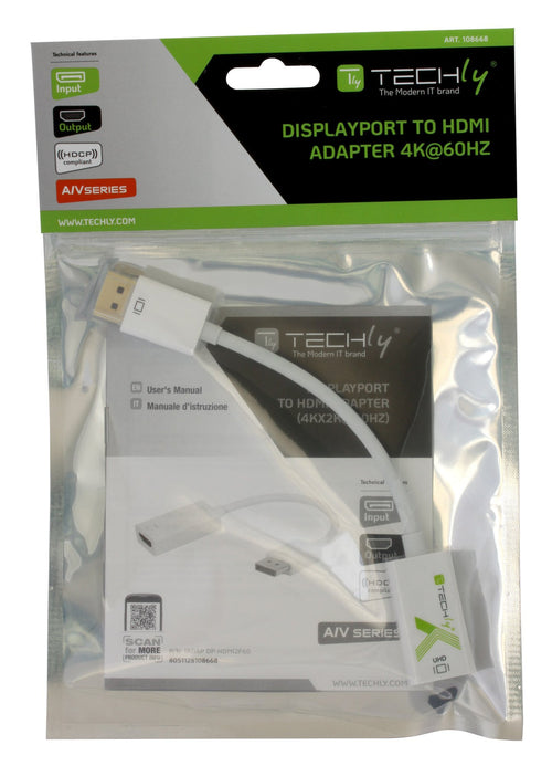 Adattatore Attivo Displayport 1.2 Maschio HDMI Femmina 4K 60Hz 15 cm Bianco
