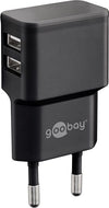 Caricatore da Muro 2 porte USB-A Slim Design 12W Nero
