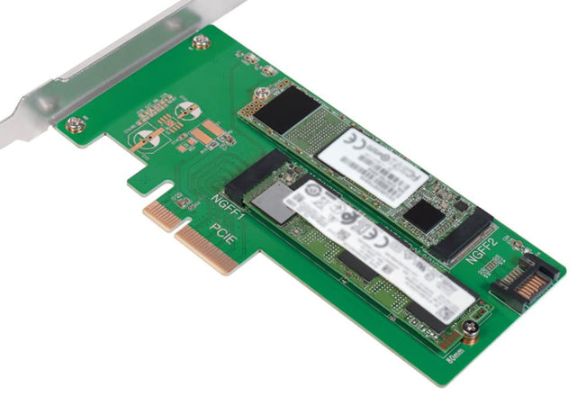Doppio Adattatore PCIe M.2 per SSD SATA e PCIe SATA