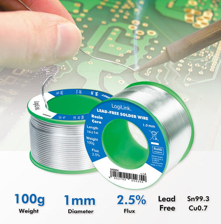 Stagno in Rotolo per Saldatura Senza Piombo Rame 0,7% &oslash 1 mm 100g