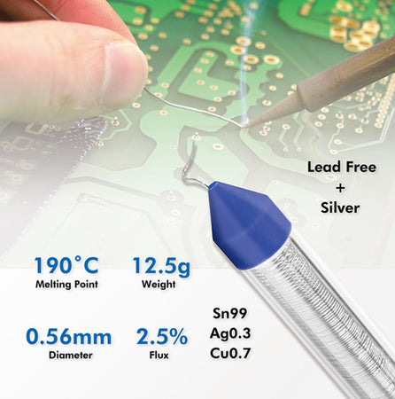 Stagno in Dispenser &oslash 0,56 mm Senza Piombo Con Argento Rame 0,7% 12,5g
