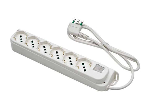 Multipresa 6 Posti Schuko con Interruttore e Cavo 1,5m Bianco