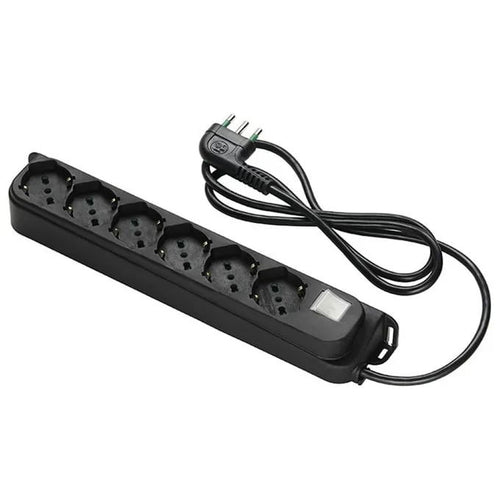 Multipresa 6 Posti Schuko con Interruttore e Cavo 1,5m Nero
