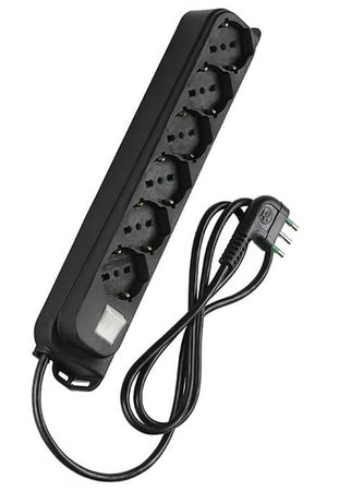 Multipresa 6 Posti Schuko con Interruttore e Cavo 1,5m Nero