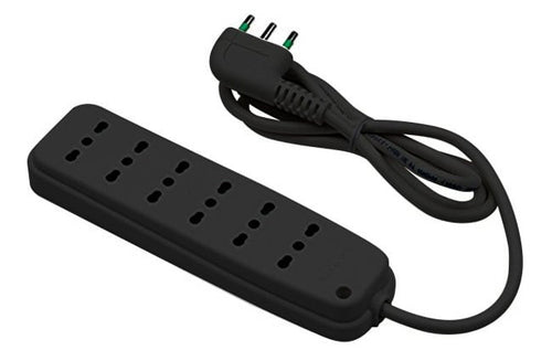 Multipresa 6 Posti con Spina Italiana Angolata Nero