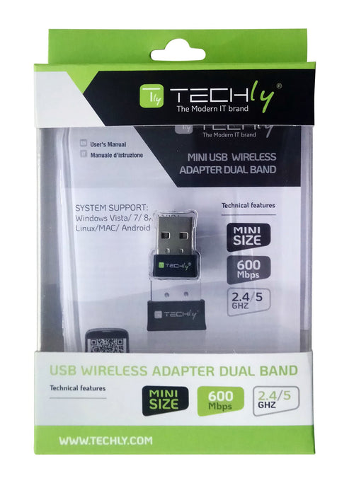 Mini Adattatore WiFi USB Dual Band MU-MIMO 2dBi 600Mbps