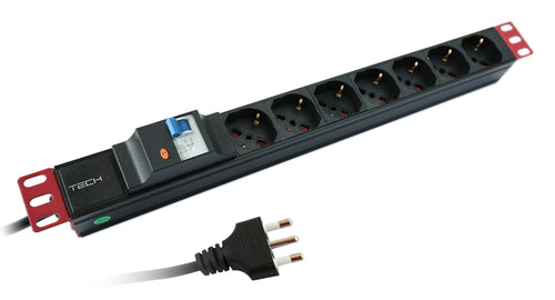 Multipresa 7 Posti da Rack 19'' con Protezione da Dispersioni Spina Italiana 1U