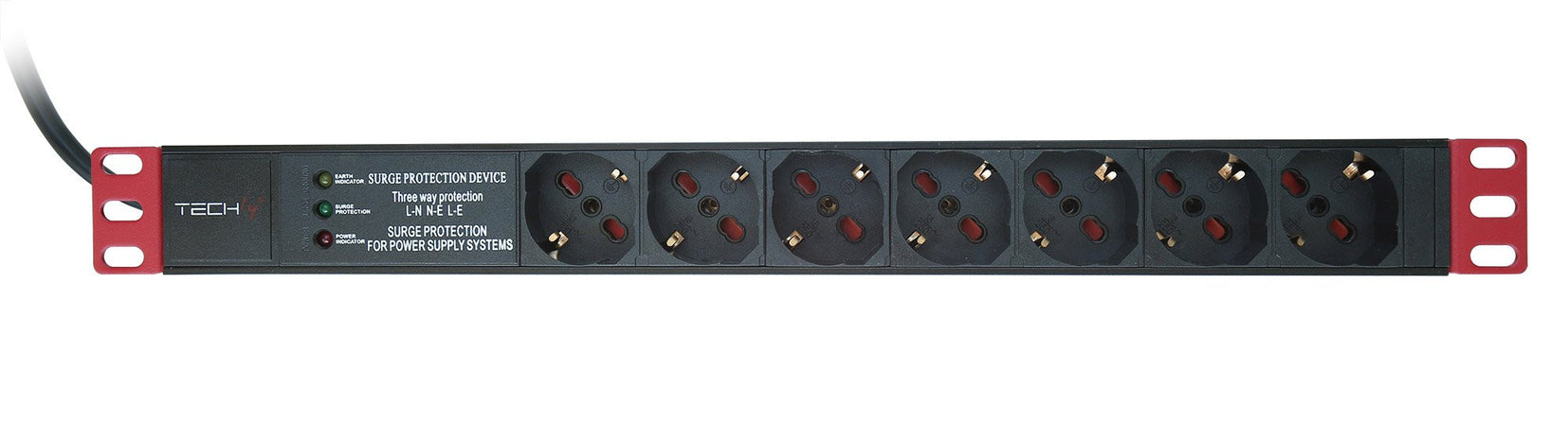 Multipresa 7 Posti da Rack 19'' con Filtro di Protezione 3 LED Spina Italiana 1U