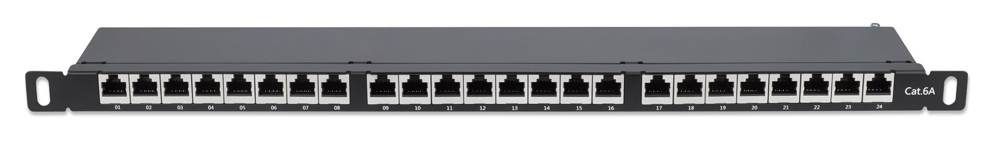 Pannello Patch 24 Posti 19'' 0.5U Cat6a Schermato Nero