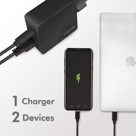 Caricatore da Muro USB-C&trade e USB tipo A 65W Nero