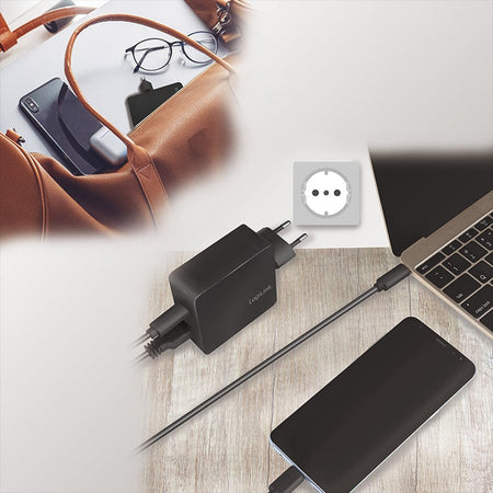 Caricatore da Muro USB-C&trade e USB tipo A 65W Nero