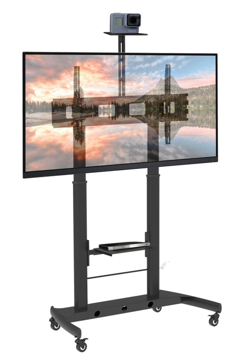 Supporto da Pavimento TV LCD/LED 52-110'' Altezza Regolabile 2 Mensole