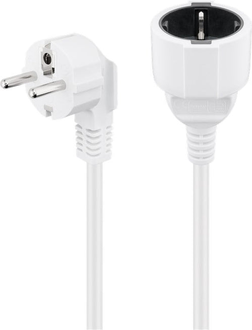 Cavo Alimentazione Schuko Maschio Angolato / Femmina 5m Bianco