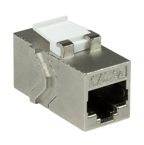 Accoppiatore Cat.6A Keystone 2xRJ45 STP Larghezza solo 14,6 mm Silver