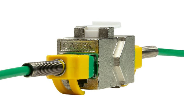 Accoppiatore Cat.6A Keystone 2xRJ45 STP Larghezza solo 14,6 mm Silver