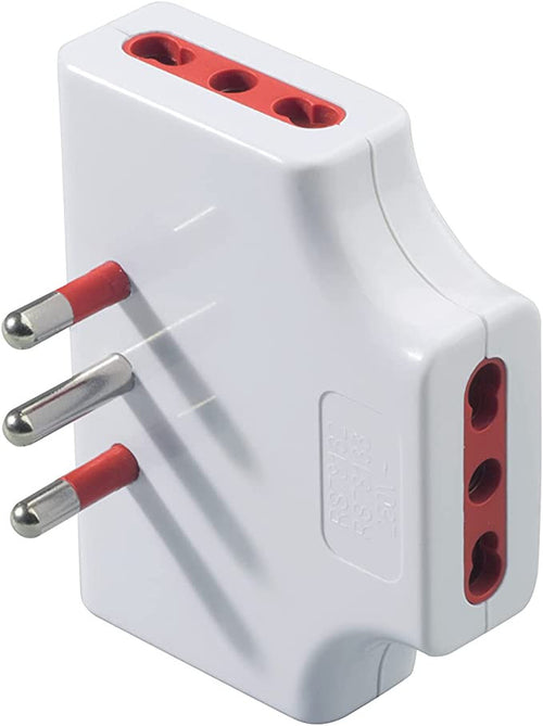Adattatore Triplo Extrapiatto 3 Prese 10/16A 2P+T Bianco