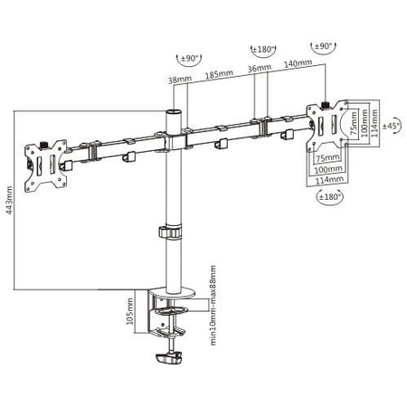 Supporto da Scrivania per 2 Monitor 13-32'' a Morsetto