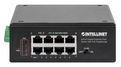 Switch Ethernet Gigabit 8 porte PoE+ con PoE Passante