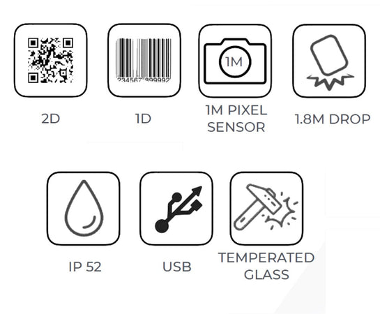 Lettore Barcode Professionale 1D e 2D 1M Pixel CMOS Elite con supporto