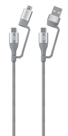 Cavo USB di Ricarica 4-in-1 USB-A, Micro-USB e due USB-C&trade 1m