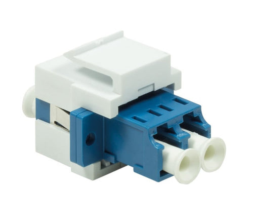Giunto Fibra LC Duplex Monomodale per Keystone Blu e Bianco