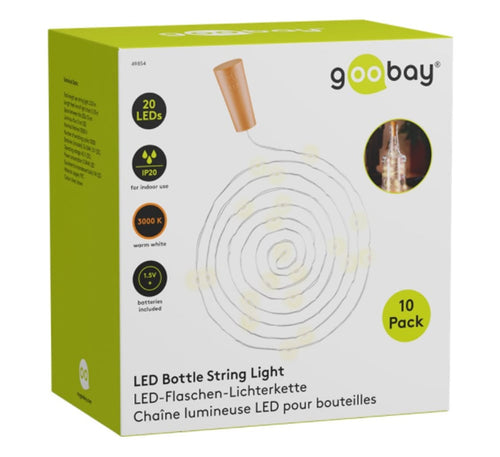 10 Strip da 20 LED Bianco Caldo per Bottiglie