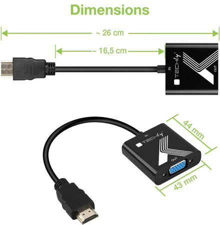 Cavo Convertitore Adattatore da HDMI&trade a VGA 1920x1200 a 60Hz con Audio 3.5''