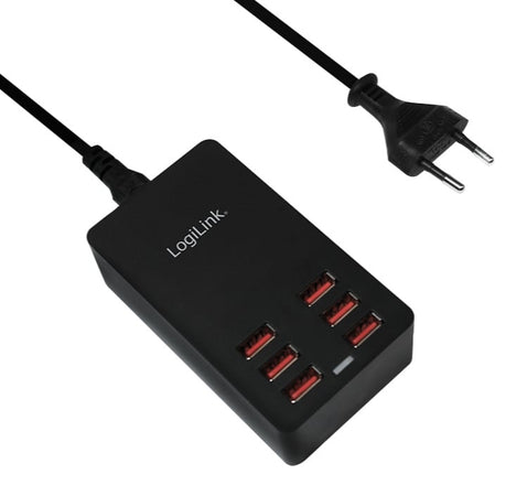 Caricatore da Tavolo a 6 porte USB 32W Nero