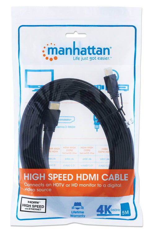 Cavo HDMI High Speed With Ethernet Piatto 5m nero
