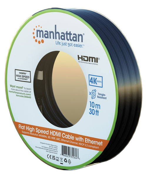 Cavo HDMI High Speed With Ethernet Piatto 10m nero